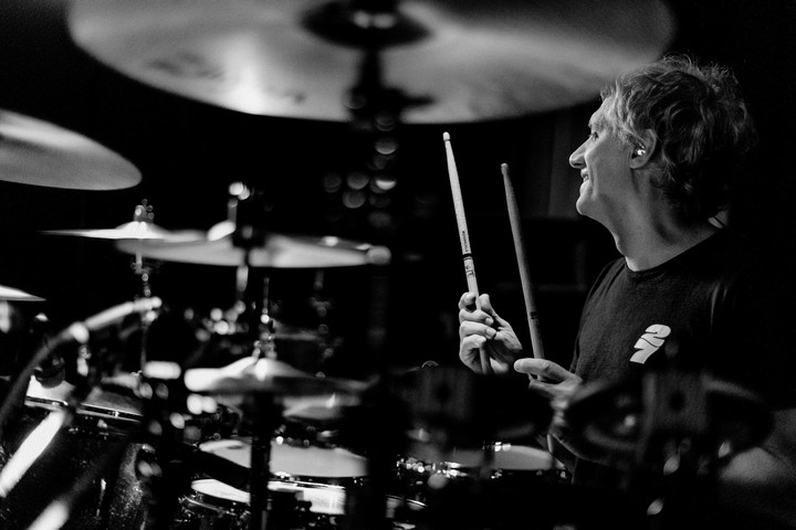 Charly Alberti en los ensayos de la gira Gracias Totales, en 2019. Foto Prensa