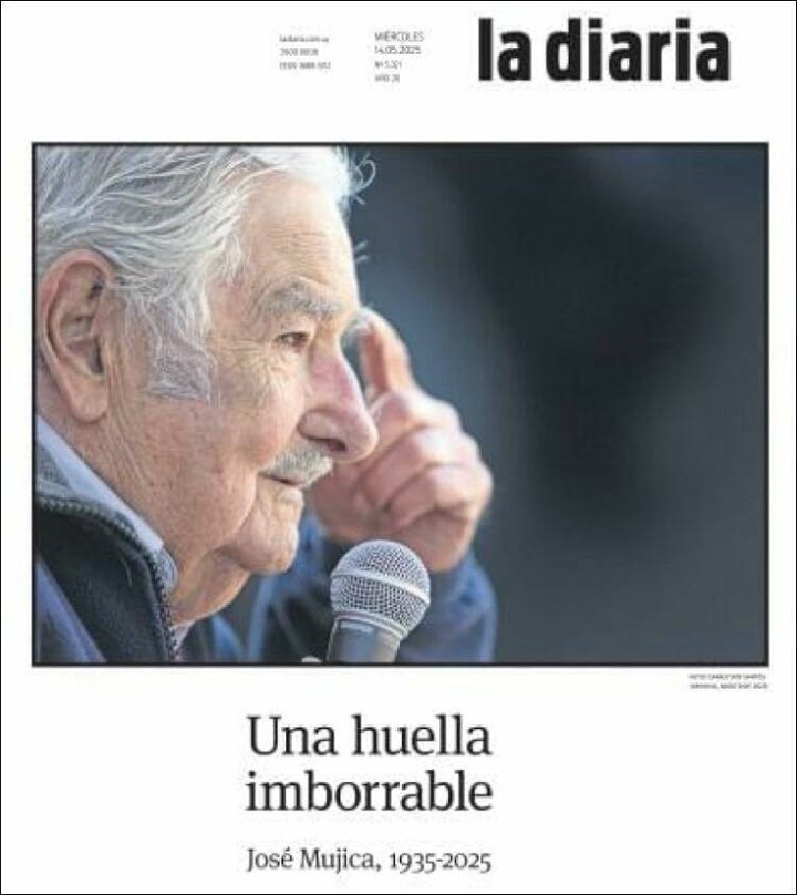 "Una huella imborrable", el titular de La Diaria.
